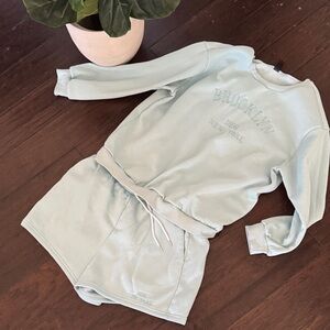 Brooklyn Embroidered Crewneck & Shorts Set - beautiful light blue
